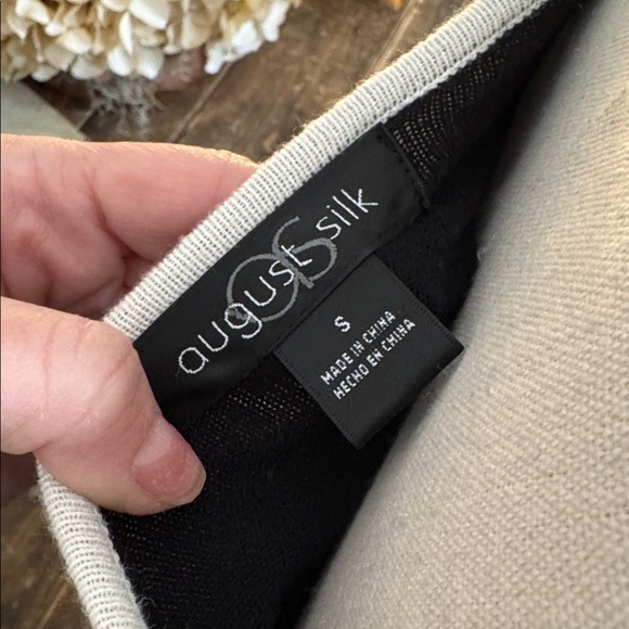 August Silk Black Long Sleeve Top with White Trim - Picture 2 of 7